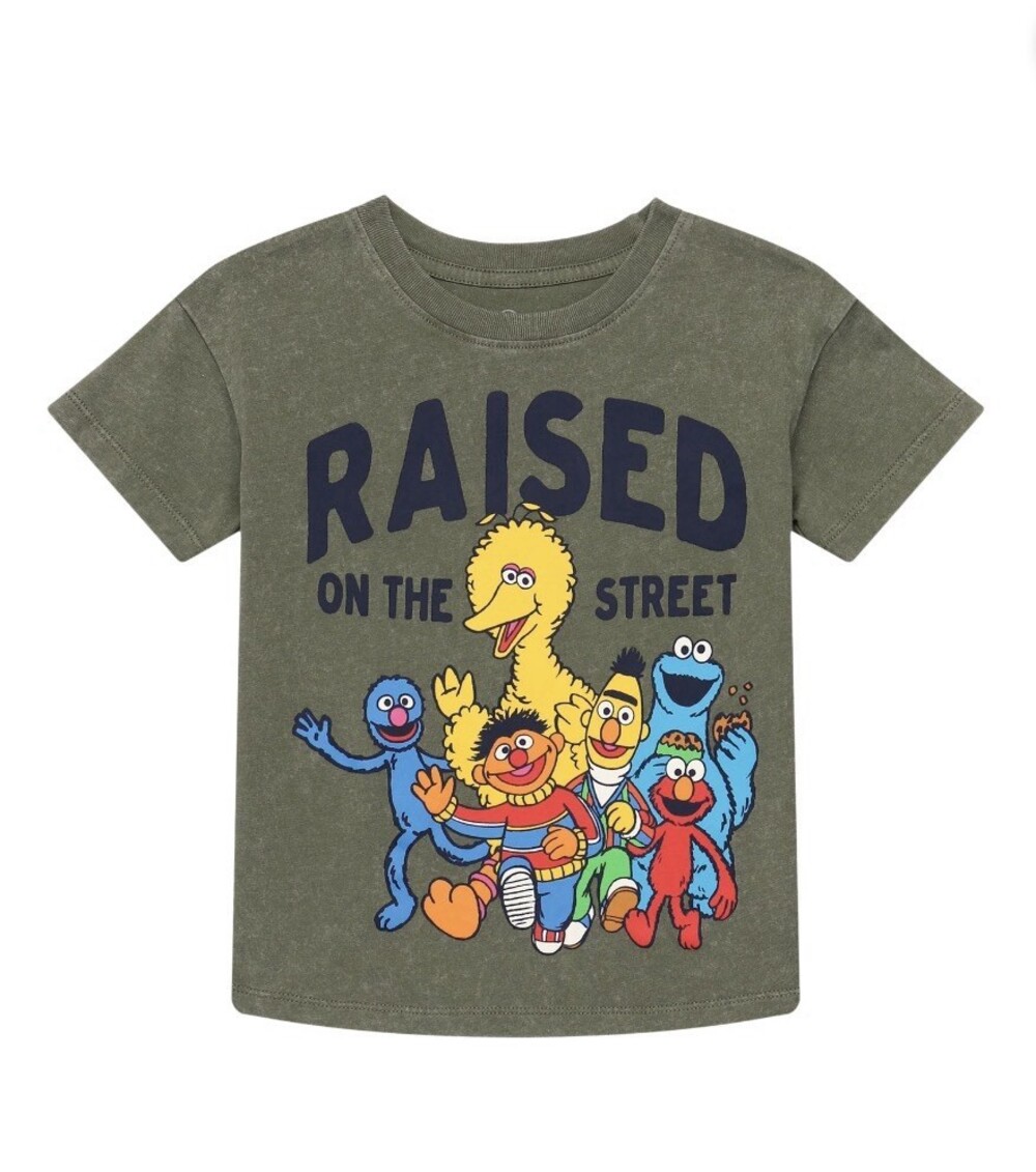 Sesame Street Colorful Group Toddler 12 Months Graphic Tee Shirt Green New